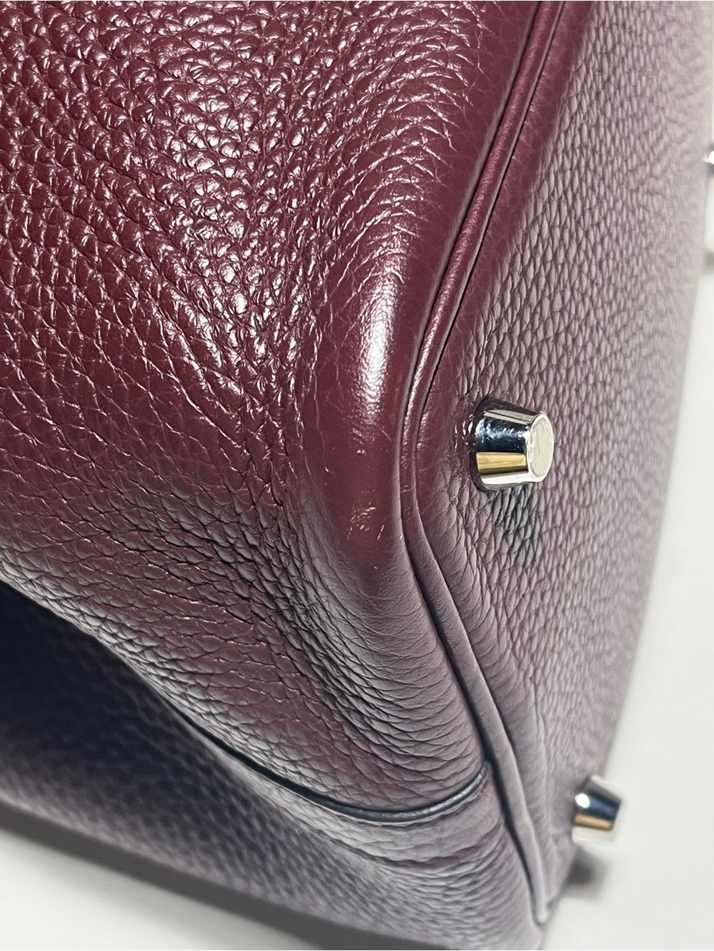 Hermes Bordeaux Togo Leather Bucket Tote with Silver-Tone Padlock - Picture 7 of 16